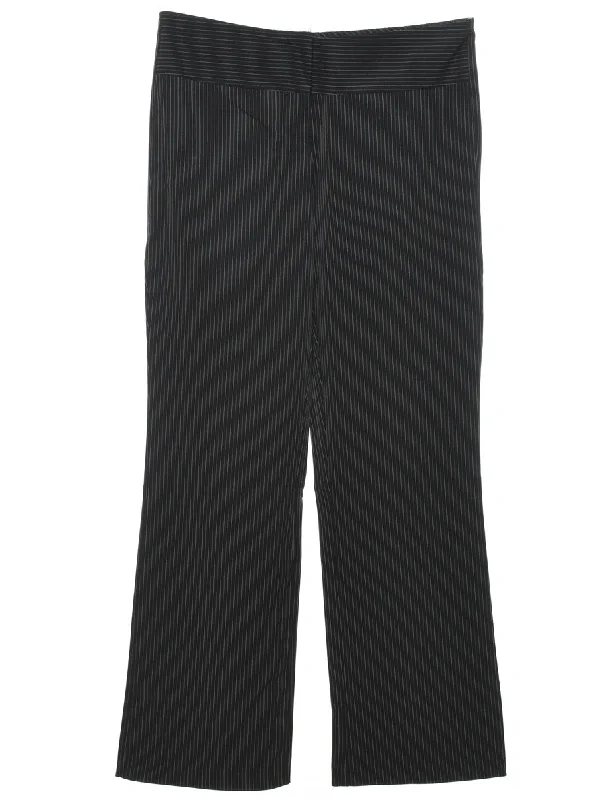 Pinstripes Black Trousers - W32 L30 Bold Hoodie Sweatshirt