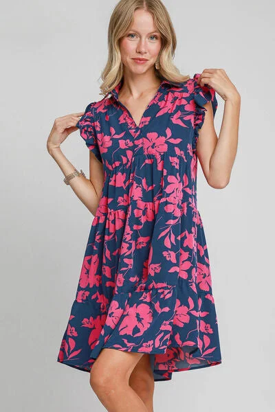 Umgee Full Size Floral Print Ruffle Cap Sleeve Tiered Dress Plus Size Vacation unclassified dresses Umgee Full Size Floral Print Ruffle Cap Sleeve Tiered Dress Plus Size Vacation unclassified dresses