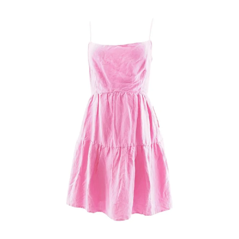 Pink Solid Midi Dress Spring unclassified dresses