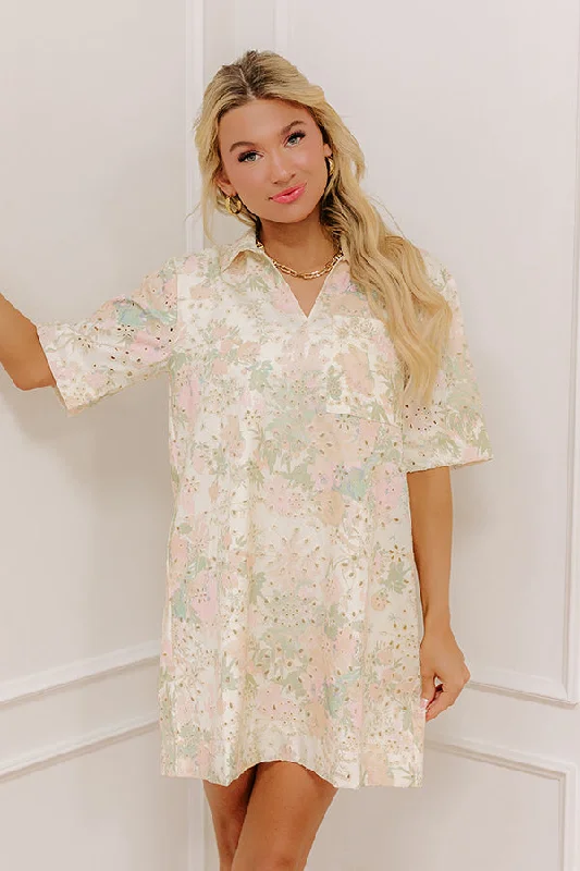 Honeysuckle Fields Floral Eyelet Mini Dress Earthy tone unclassified dresses