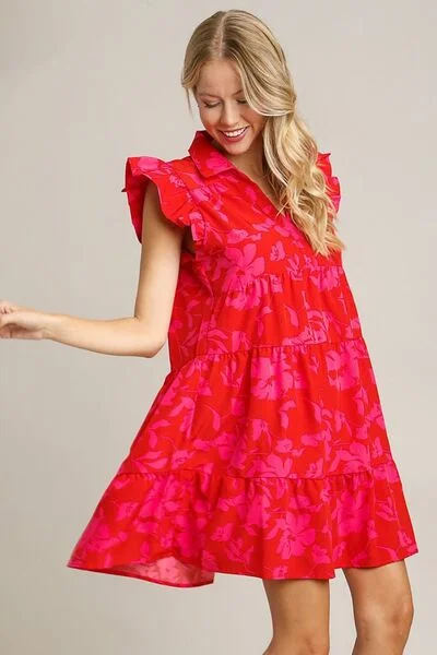 Umgee Full Size Floral Print Ruffle Cap Sleeve Tiered Dress Plus Size Elegant evening unclassified dresses Umgee Full Size Floral Print Ruffle Cap Sleeve Tiered Dress Plus Size Elegant evening unclassified dresses