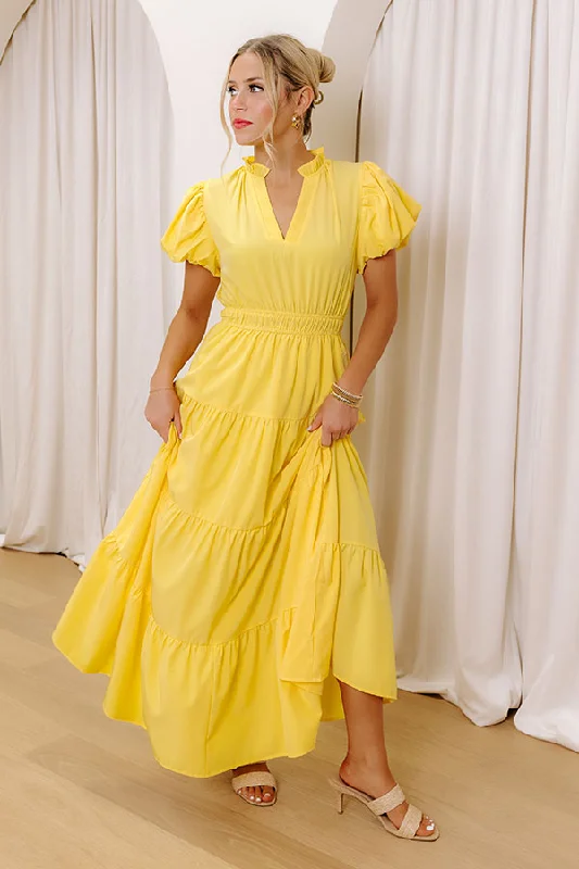 Simply Sweet Maxi Dress in Yellow Bold pattern unclassified dresses