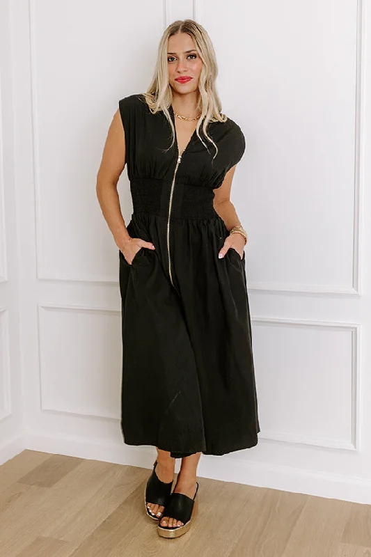 Chic Ensemble Midi Dress in Black Graduation unclassified dresses