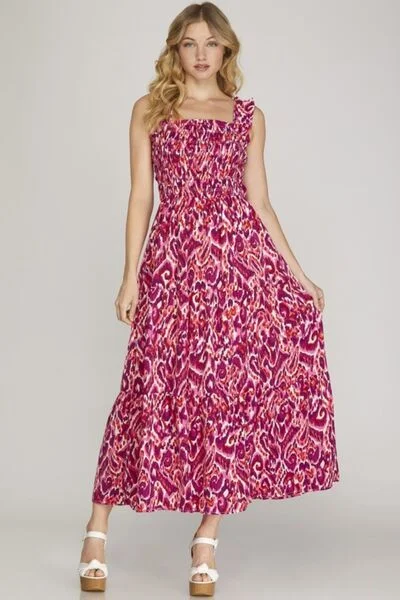 She + Sky Full Size Smocked Printed Wide Strap Tiered Dress Plus Size Office unclassified dresses She + Sky Full Size Smocked Printed Wide Strap Tiered Dress Plus Size Office unclassified dresses