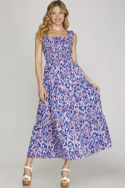 She + Sky Full Size Smocked Printed Wide Strap Tiered Dress Plus Size Date night unclassified dresses She + Sky Full Size Smocked Printed Wide Strap Tiered Dress Plus Size Date night unclassified dresses
