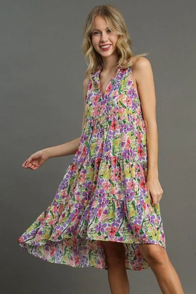 Umgee Full Size High-Low Hem Floral Sleeveless Tiered Dress Plus Size Summer unclassified dresses Umgee Full Size High-Low Hem Floral Sleeveless Tiered Dress Plus Size Summer unclassified dresses