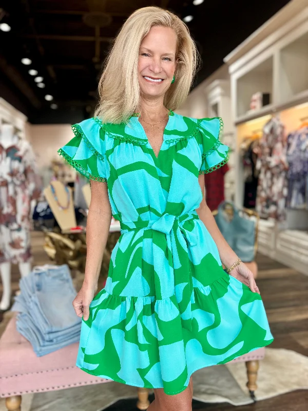 Joy Joy Loop Trim Dress Aqua Arial Date night unclassified dresses