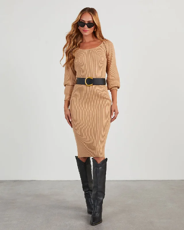 Girl Code Ribbed Knit Midi Dress