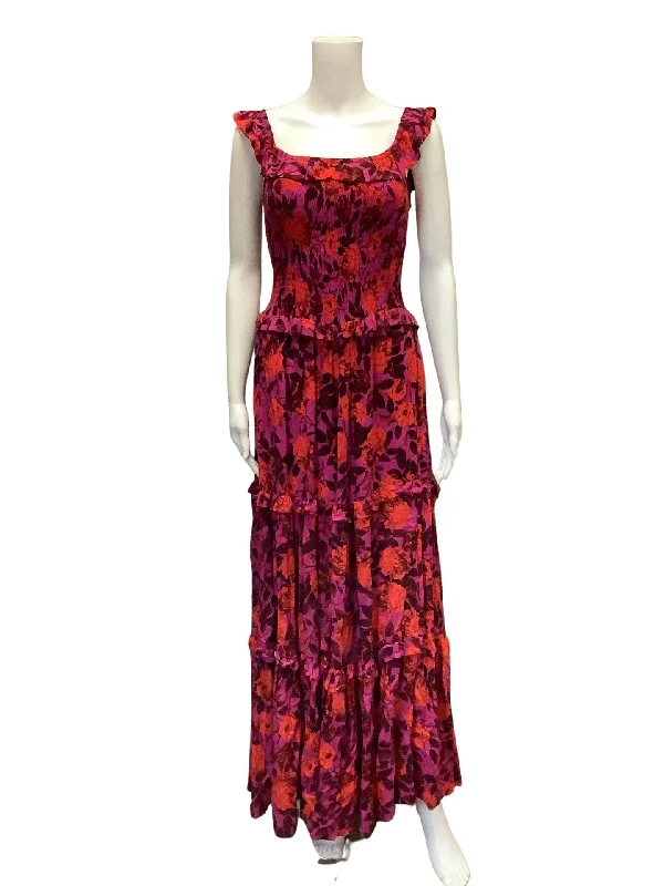 Abel the Label Women's Maxi Dress Floral Pink/Red Print Size: M