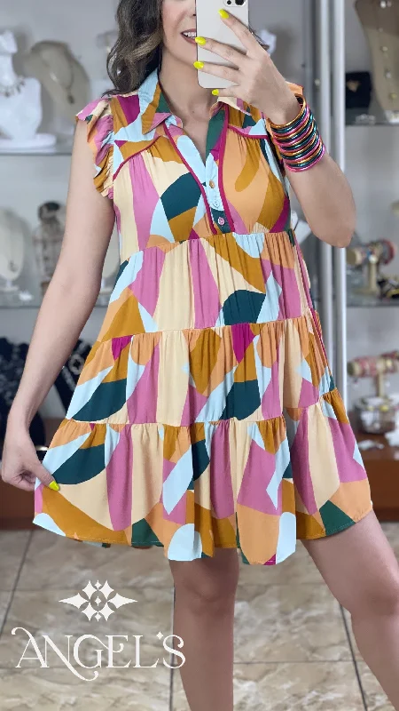 Abstract Print Doll Dress