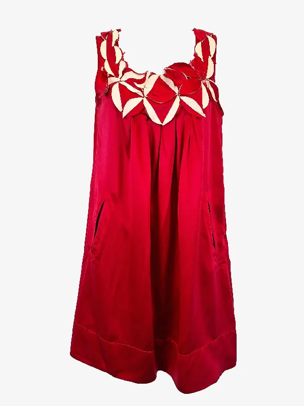 Alannah Hill Raspberry Floral Silk Mini Dress Size 8