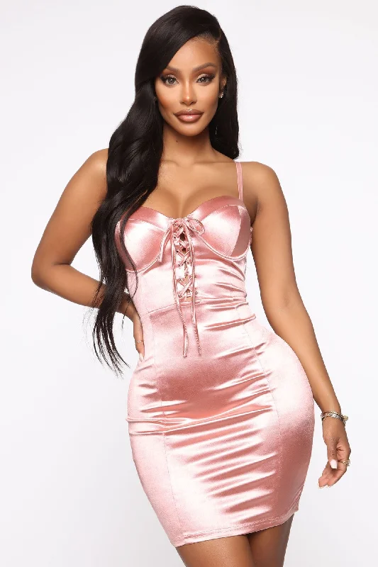 Bachelor Girl Satin Mini Dress - Mauve