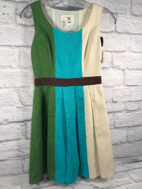 Blue & Green Dress Casual Midi Tabitha, Size Xs