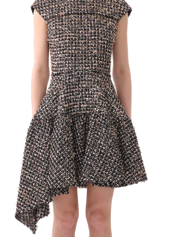 CAP SLEEVE COTTON TINSEL TWEED DRESS