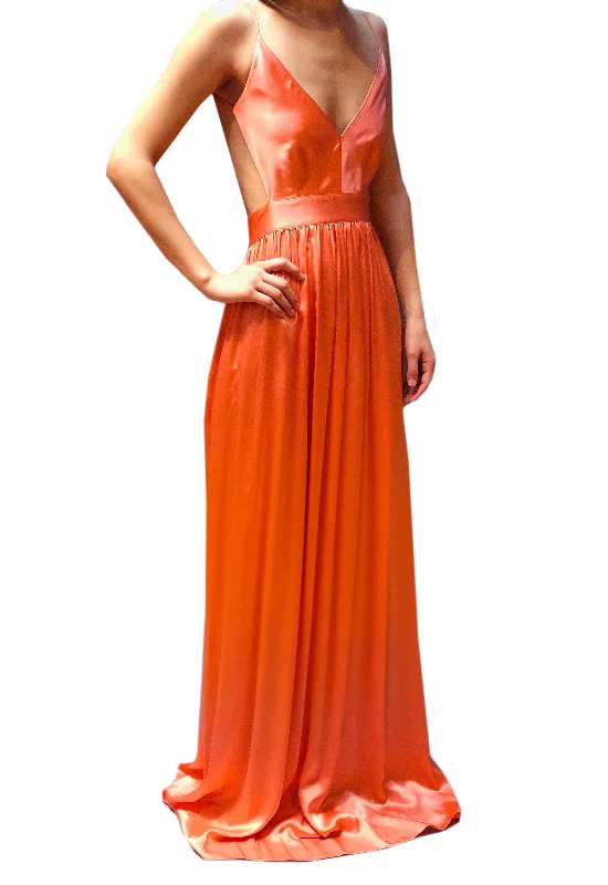 Contrarian Silk Evening Dress - Poppy