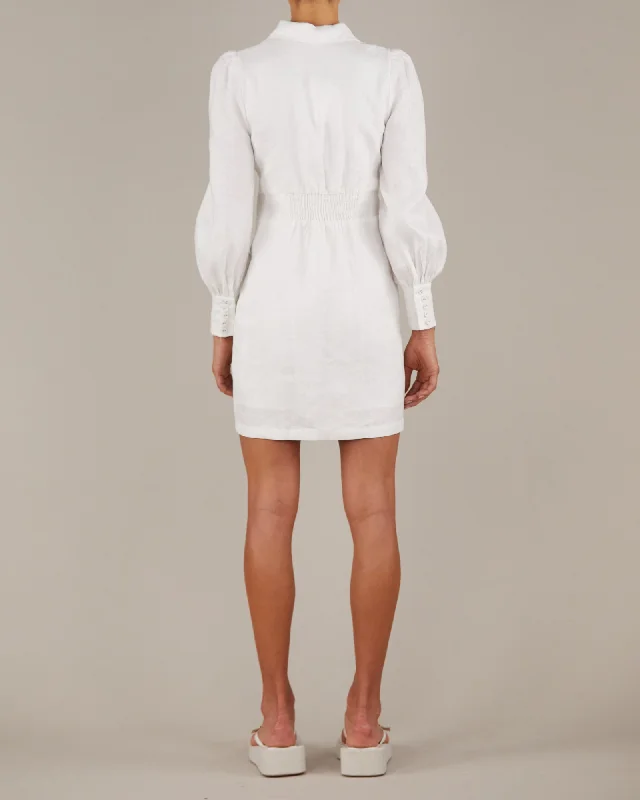 Emmie Linen Mini Dress - White