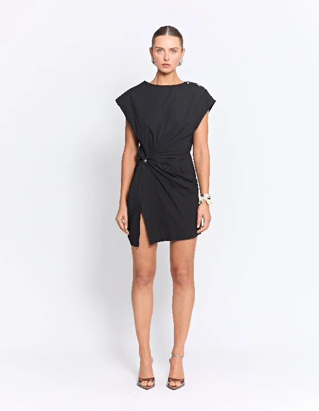 GRENADA MINI TWIST DRESS | BLACK