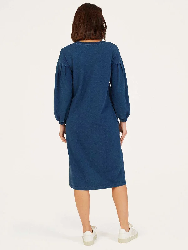 Iona Organic Cotton Jersey Sweat Dress - Indigo Blue