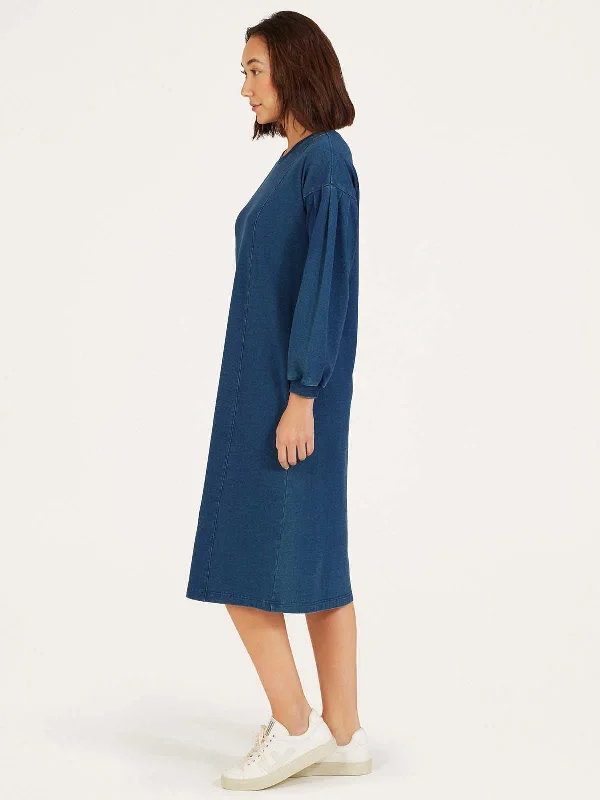 Iona Organic Cotton Jersey Sweat Dress - Indigo Blue