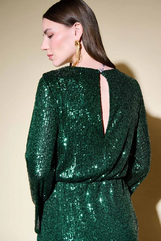 Joseph Ribkoff Sequin Bell Sleeve Sheat Dress