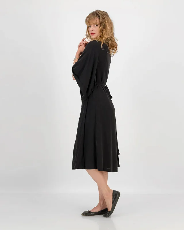 kimono wrap dress - black