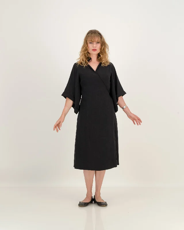 kimono wrap dress - black