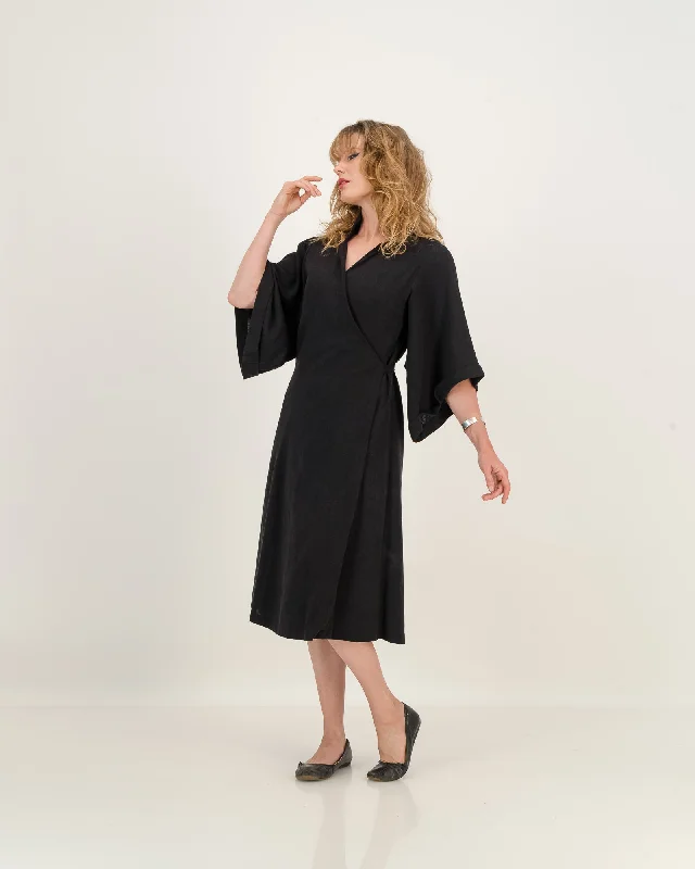 kimono wrap dress - black