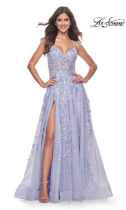 La Femme Long Periwinkle A-Line Prom Dress 32349