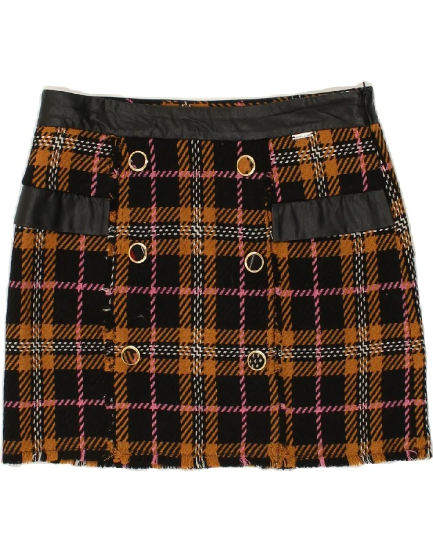 LIU JO Womens Mini Skirt IT 44 Medium W30  Beige Plaid Polyester