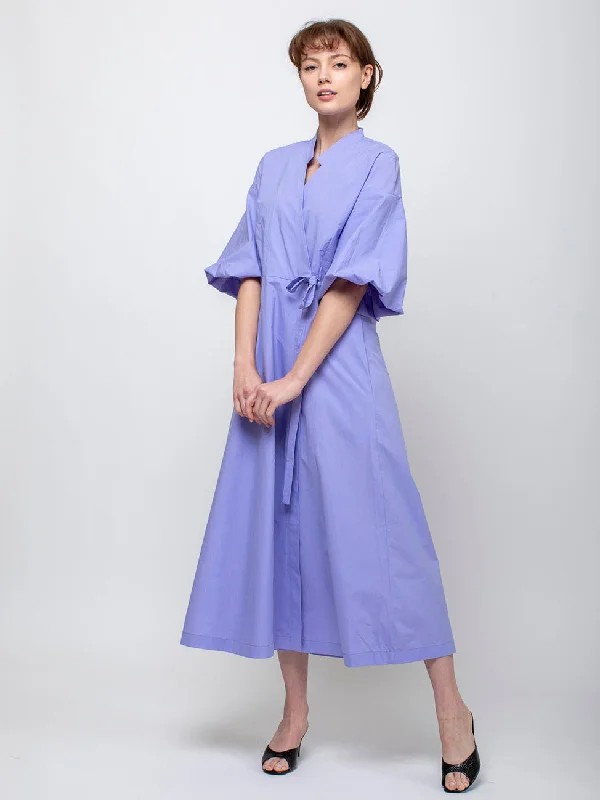 Cotton Poplin Wrap Dress - Wisteria