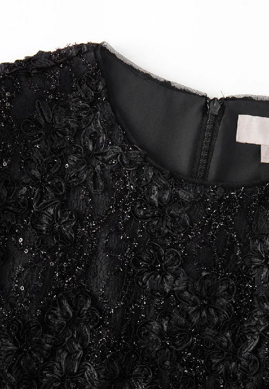 Ruffled-detail Lace Dress