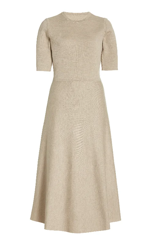 Seymore Knit Dress in Oatmeal Merino Wool Cashmere