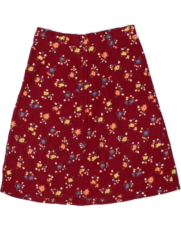 VINTAGE Womens A-Line Skirt W26 Small Red Floral