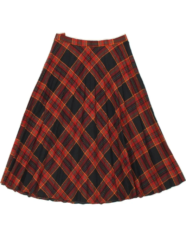 VINTAGE Womens Pleated Skirt IT 40 Small W26  Multicoloured Plaid