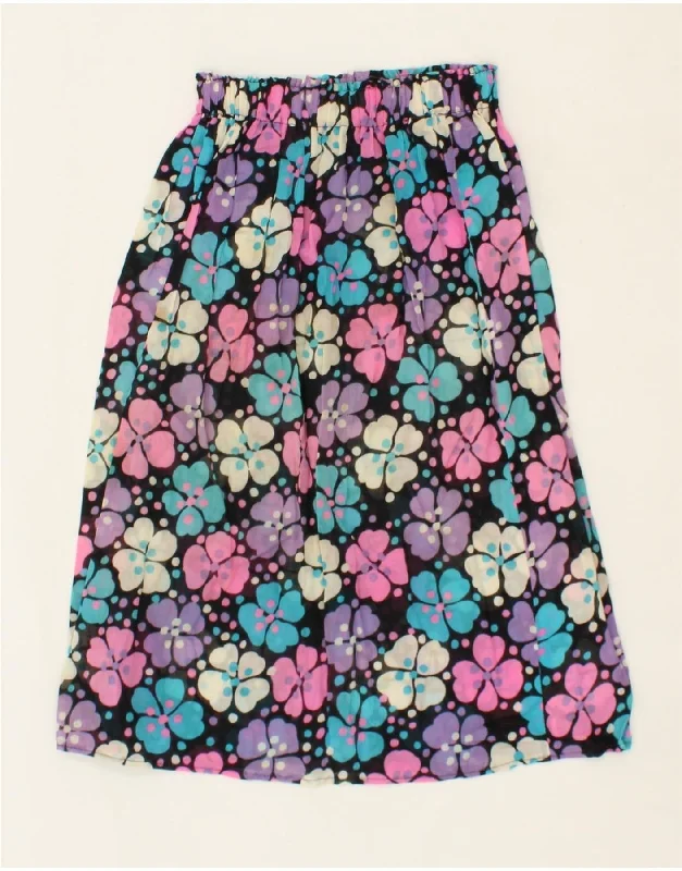 VINTAGE Womens See Through A-Line Skirt W26 Small Multicoloured Floral