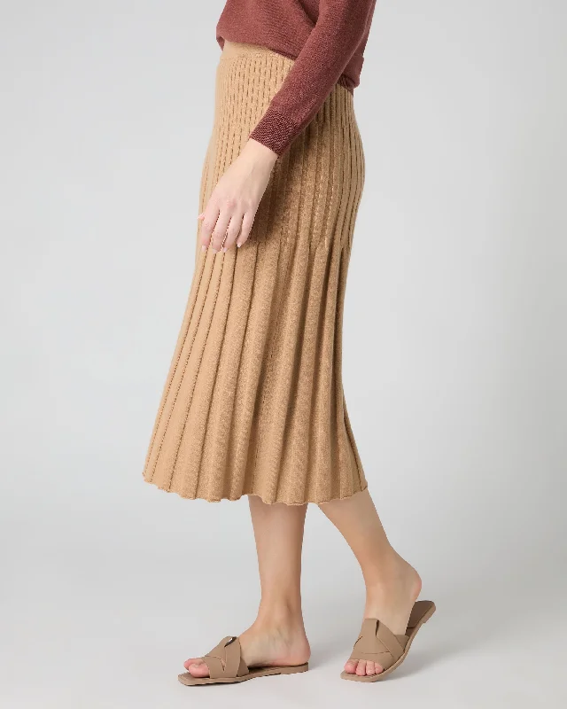 Women's Cashmere Ribbed Skirt Sahara Brown