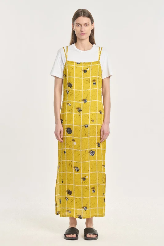 Yellow printed georgette slip dress