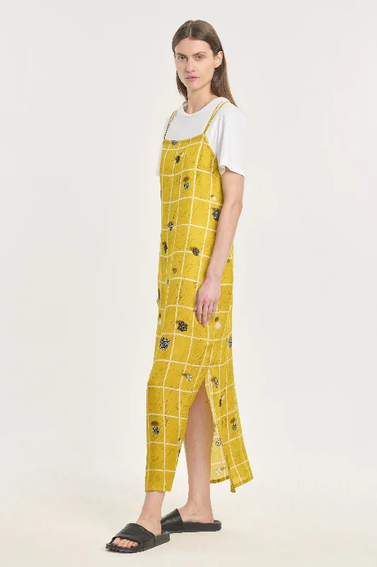 Yellow printed georgette slip dress