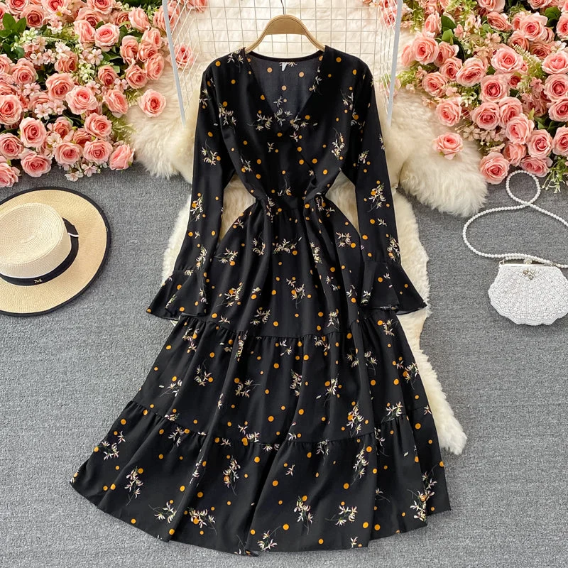 Black v neck short dress fashion dress  436