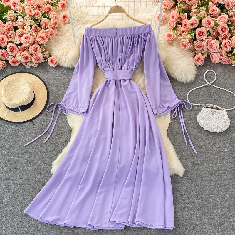 Cute A line long sleeve dress fashion dress  410