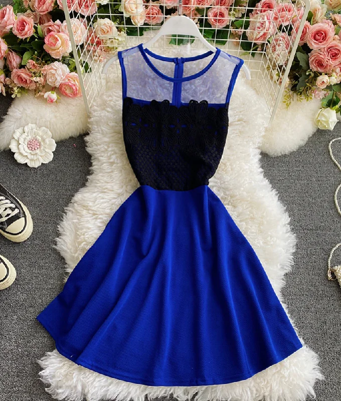 Cute lace short dress A line dress  880