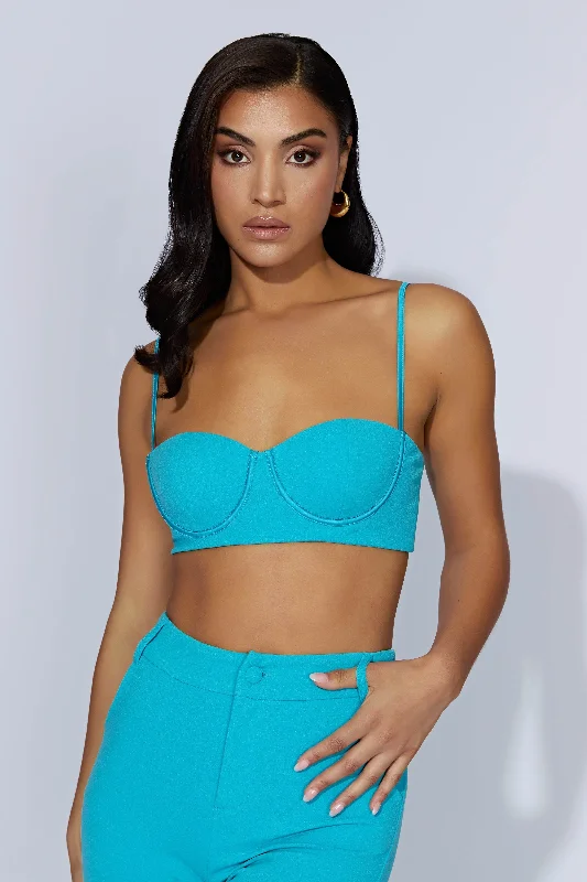 Fiorella Crepe Bustier Top - Aquamarine