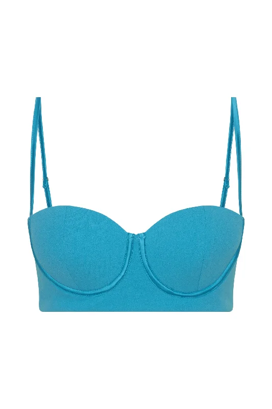 Fiorella Crepe Bustier Top - Aquamarine