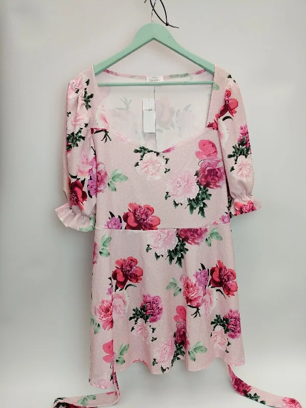 Yours Pink Floral Dress. UK Size 22-24. ****Ref V76